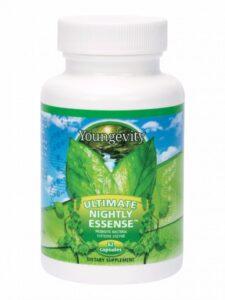 Picture of a vitamin bottle called, "Ultimate Nightly Essense" formulated for gut health